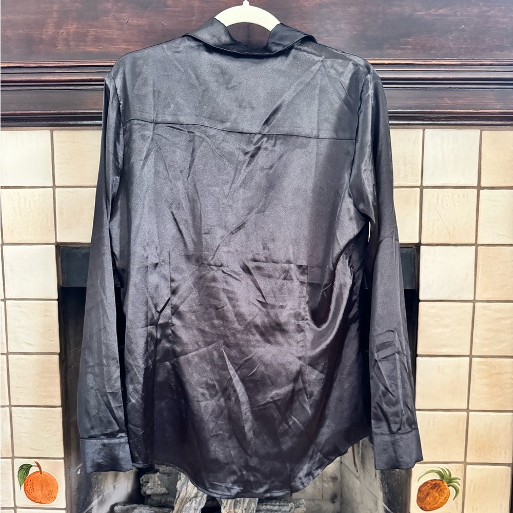 Lucca x Wildfang Black Satin Button Up - Picture 3 of 7